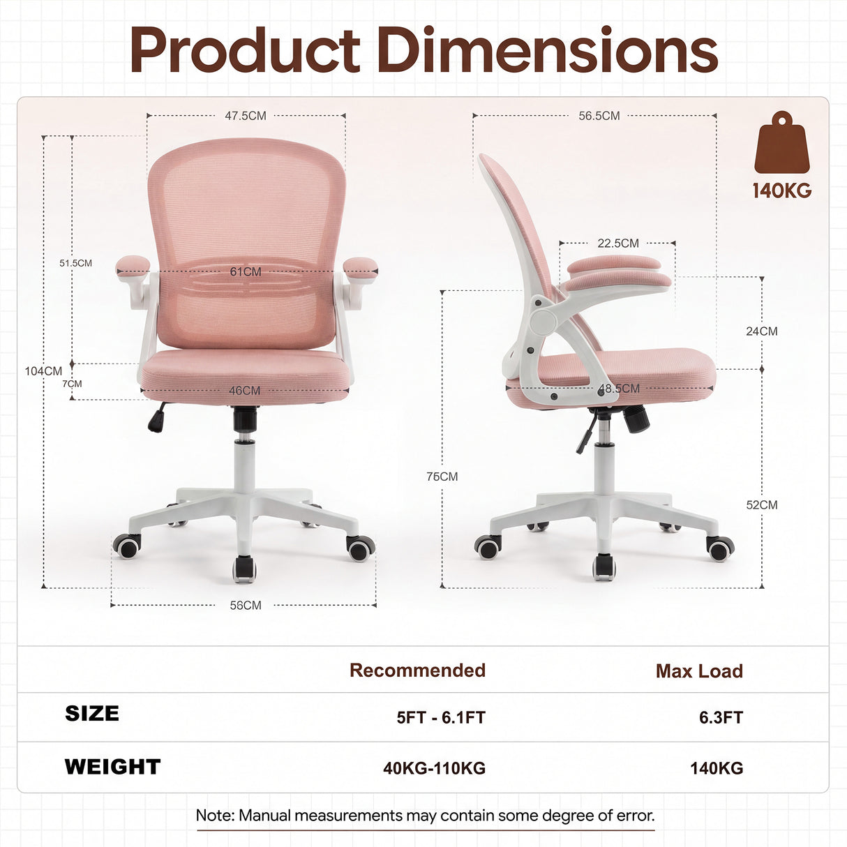 Ergoreal Lite Flex Office Chair ER-25W0203 Pink