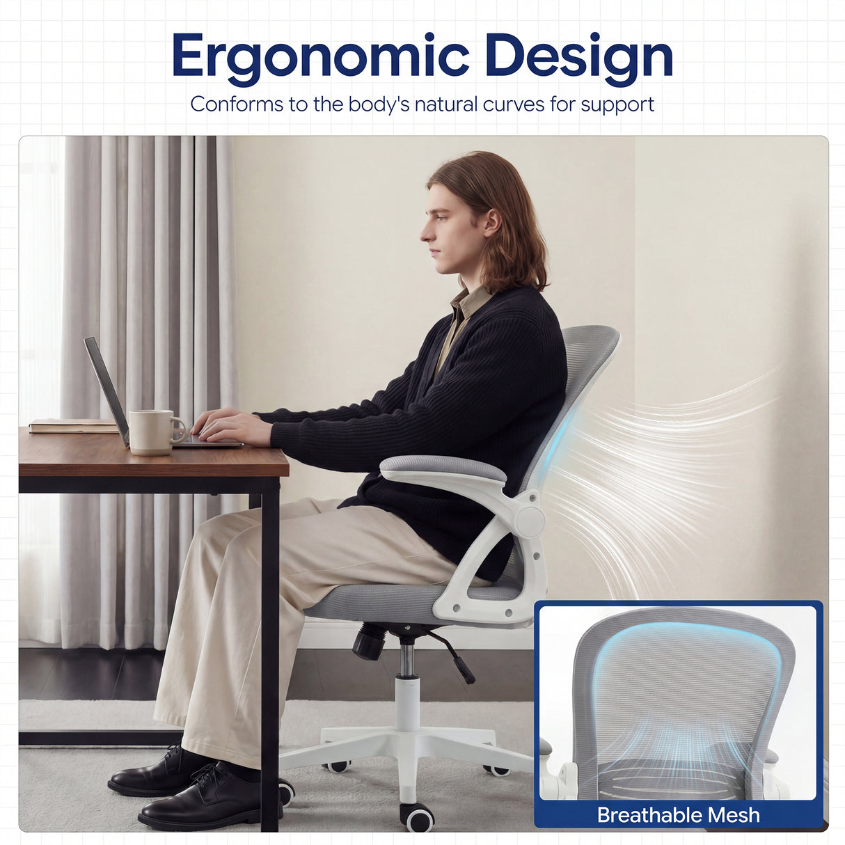 Chaise de bureau Ergoreal Lite Flex ER-25W0202-US grise