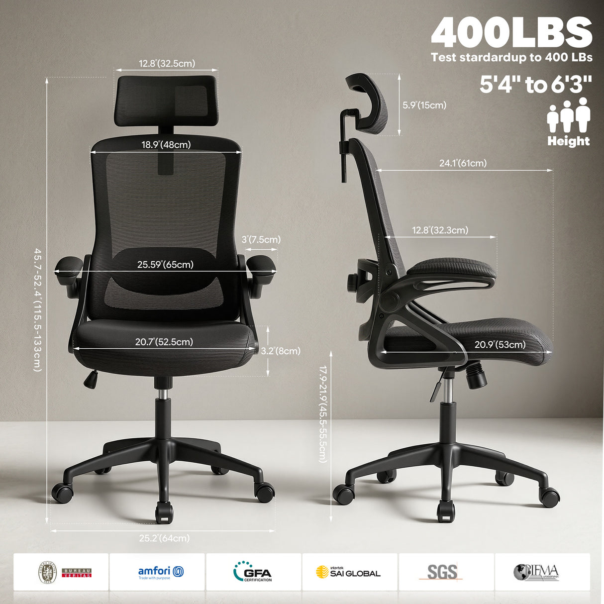 Ergoreal Ergo Pro Ergonomic Office Chair ER-25W06-US Black