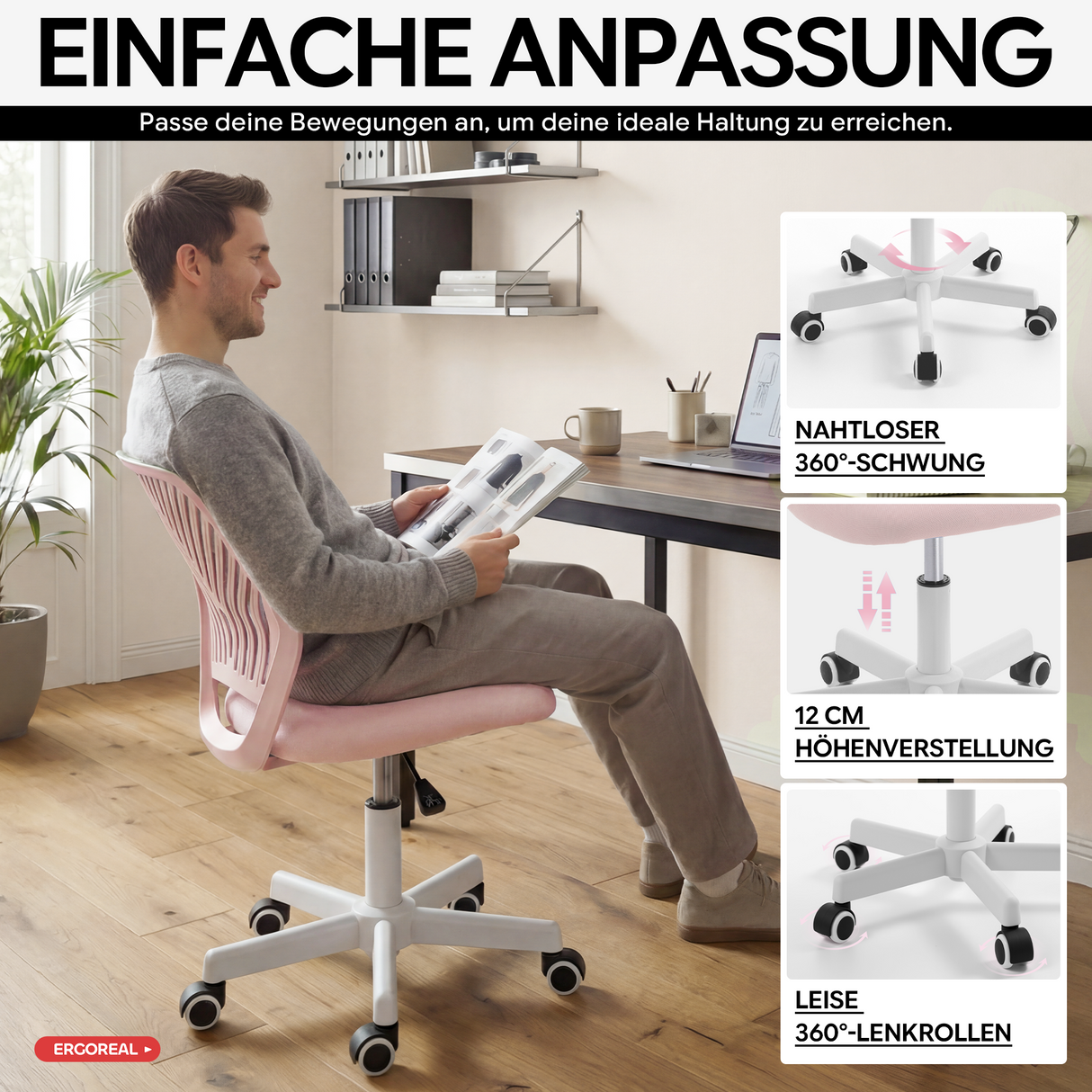 Ergoreal Lite Office Chair ER-25W0103 Pink