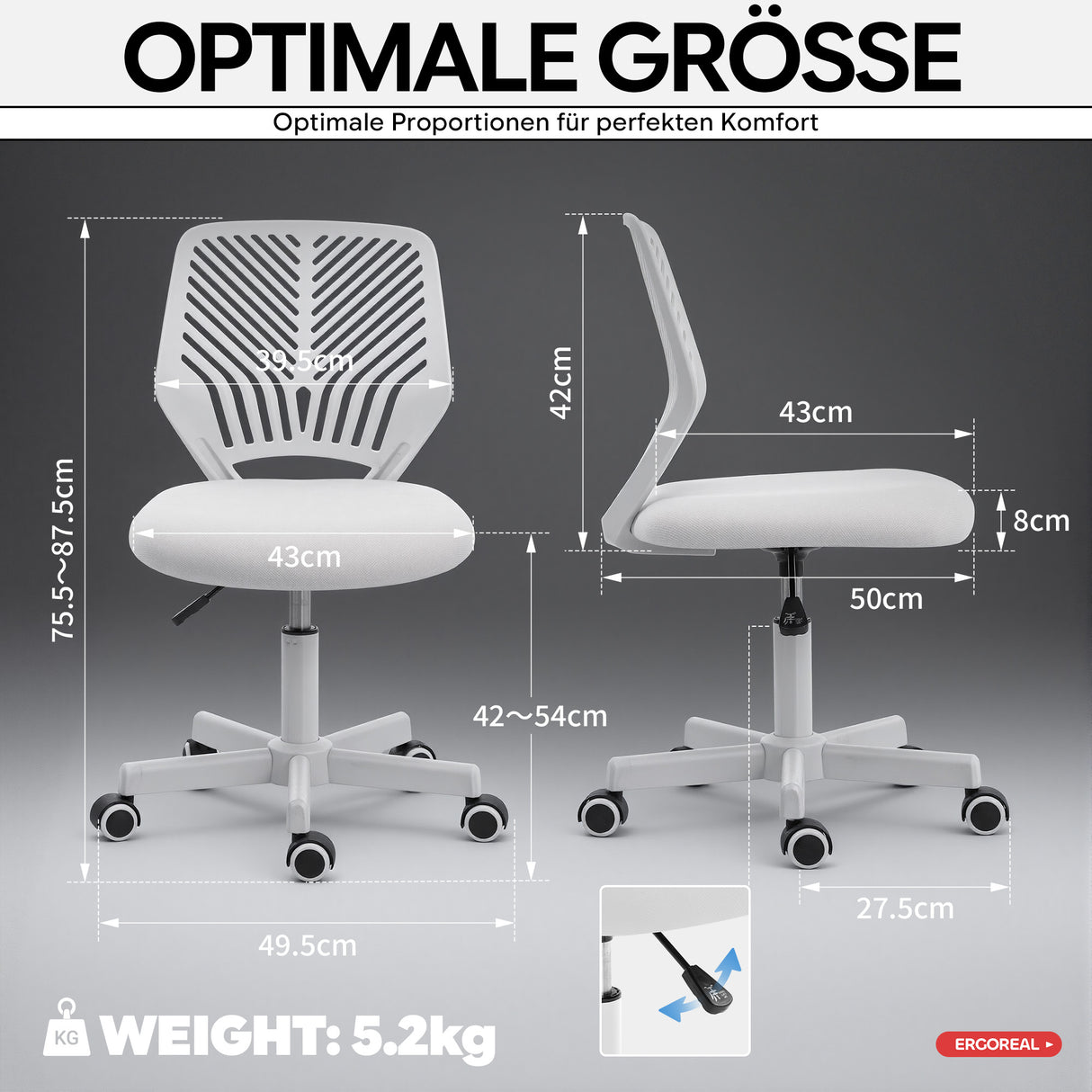 Ergoreal Lite Bürostuhl ER-25W0102-EU Weiß