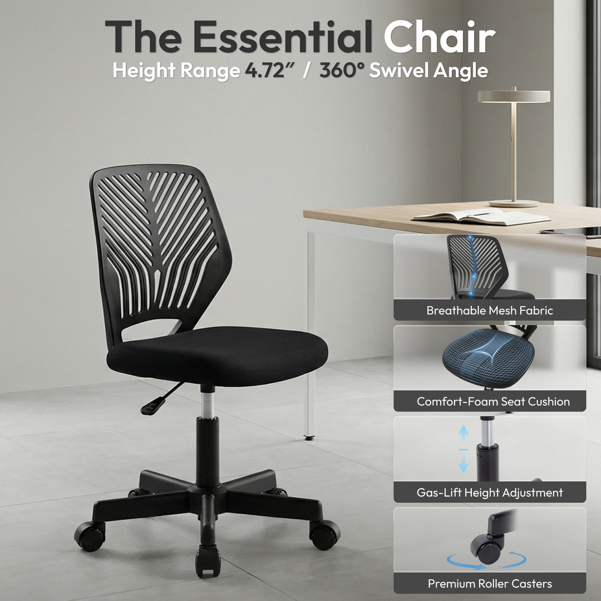 Ergoreal Lite Bürostuhl ER-25W0101-EU Schwarz