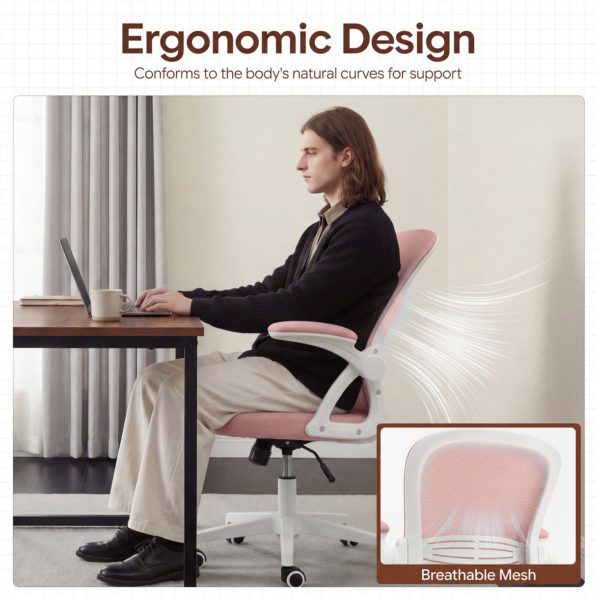 Ergoreal Lite Flex Office Chair ER-25W0203 Pink