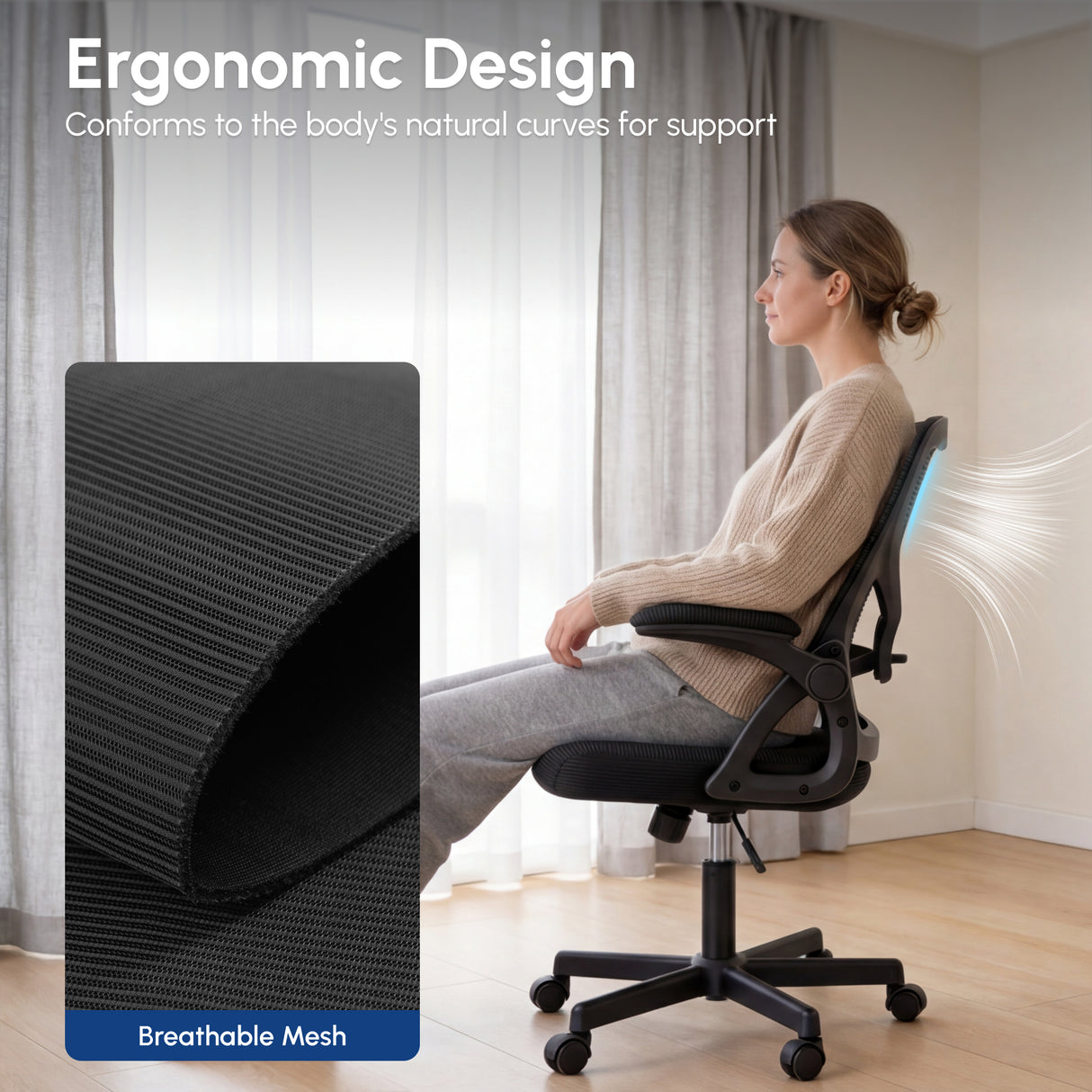 Sedia da ufficio Ergoreal Lite Flex ER-25W04-US Nera