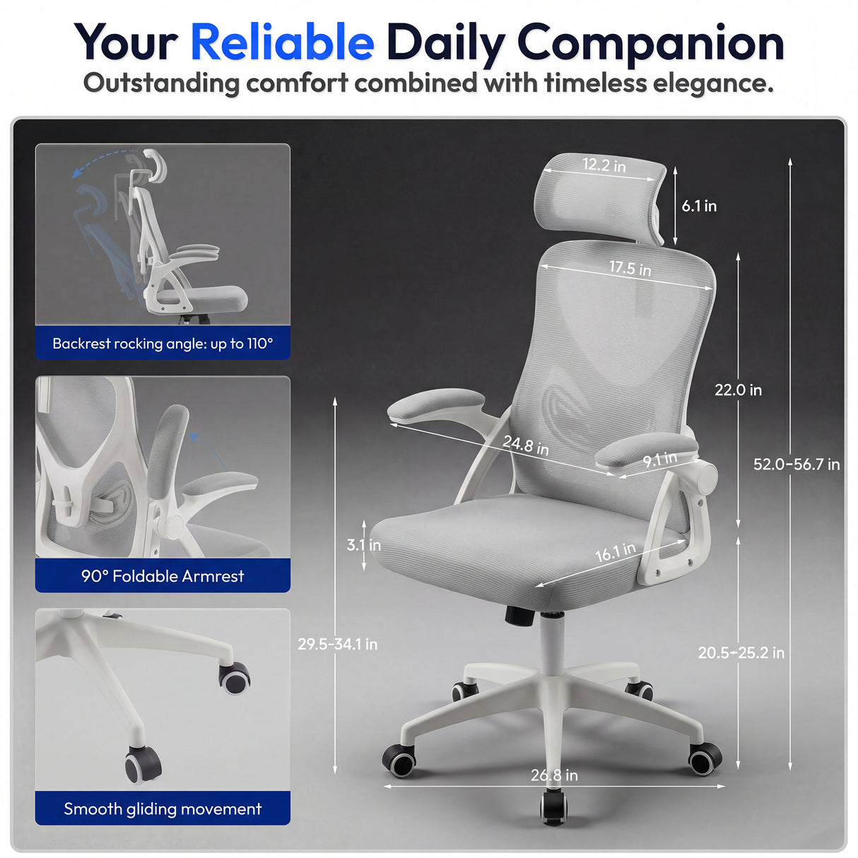 Ergoreal Task Office Chair ER-25W0302-US Gray