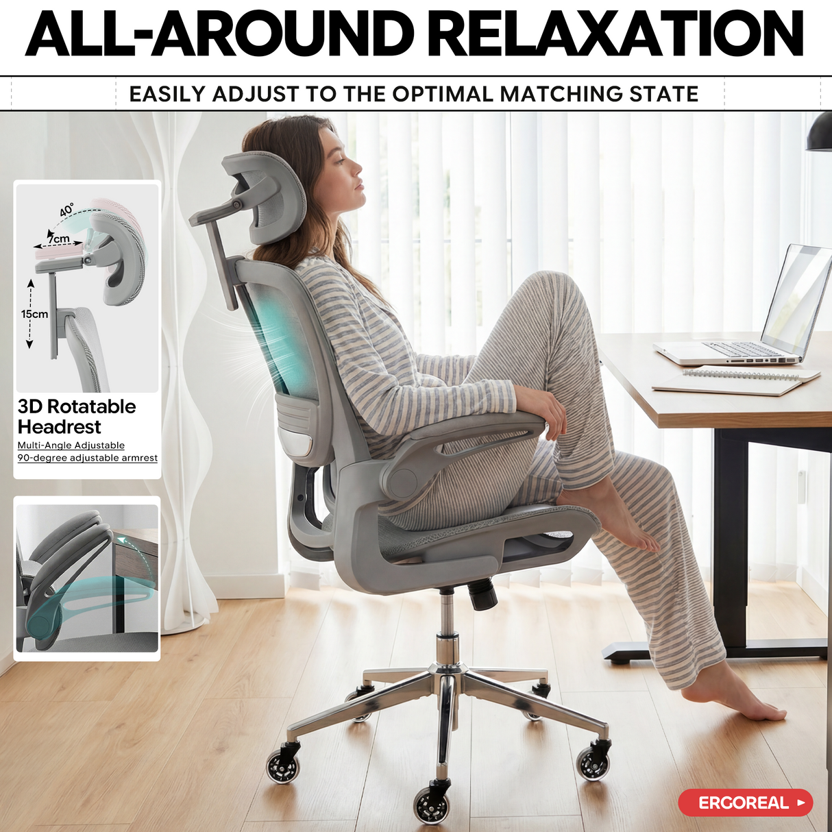 Ergoreal Ergo Pro Ergonomischer Bürostuhl ER-25W05-EU Grau