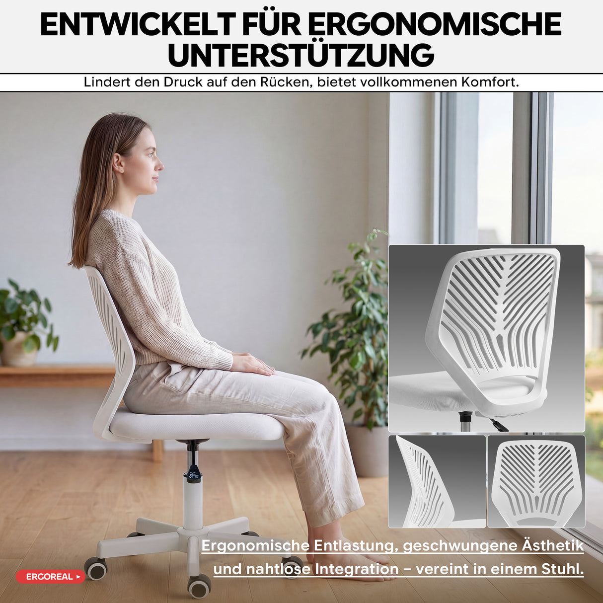 Ergoreal Lite Bürostuhl ER-25W0102-EU Weiß