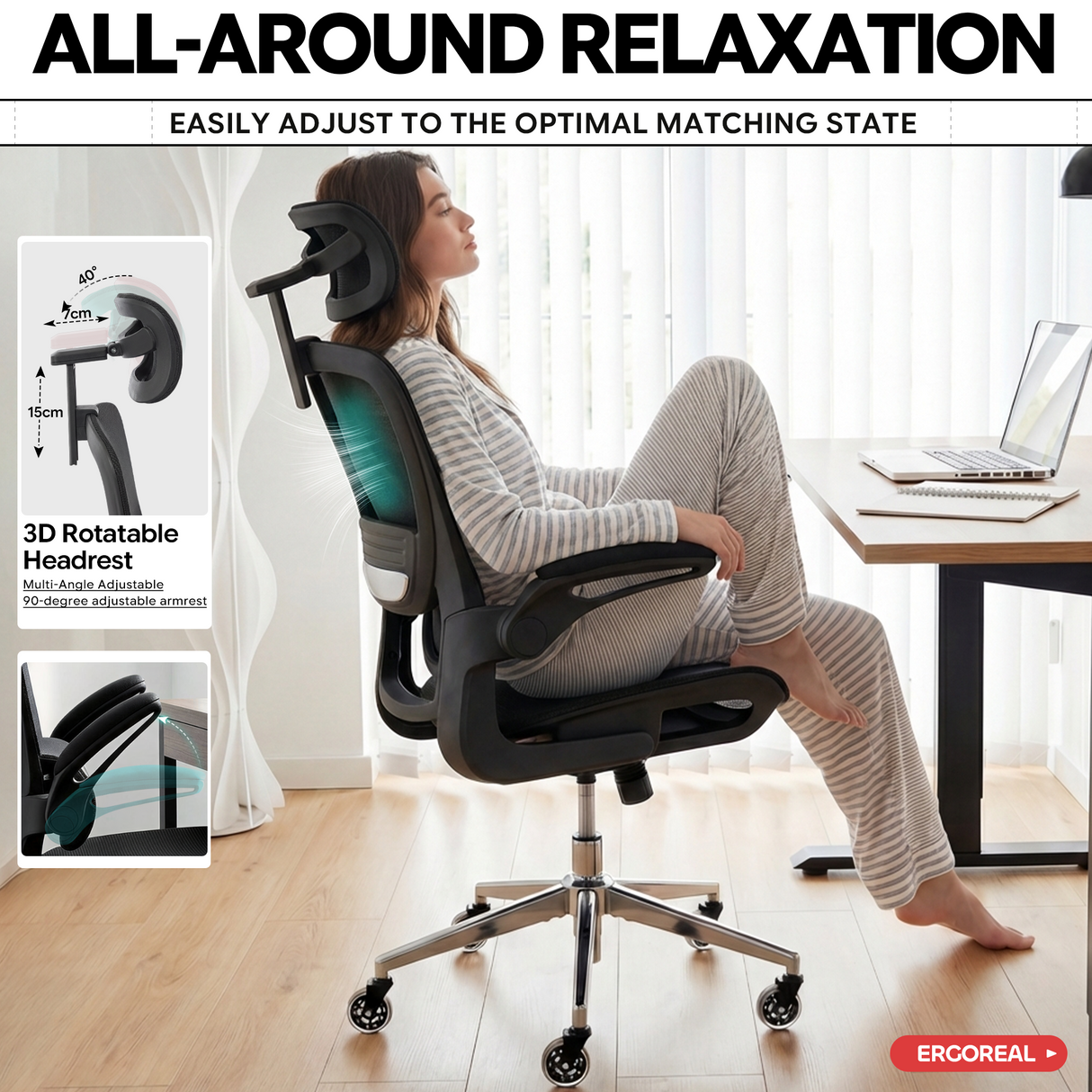 Ergoreal Ergo Pro Ergonomischer Bürostuhl ER-25W05-EU Schwarz