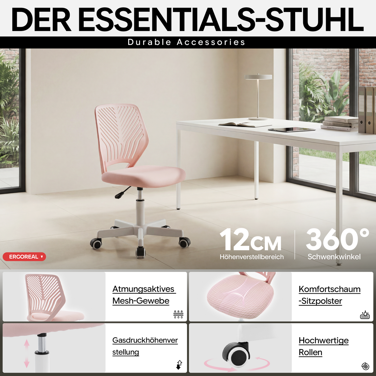 Ergoreal Lite Office Chair ER-25W0103 Pink