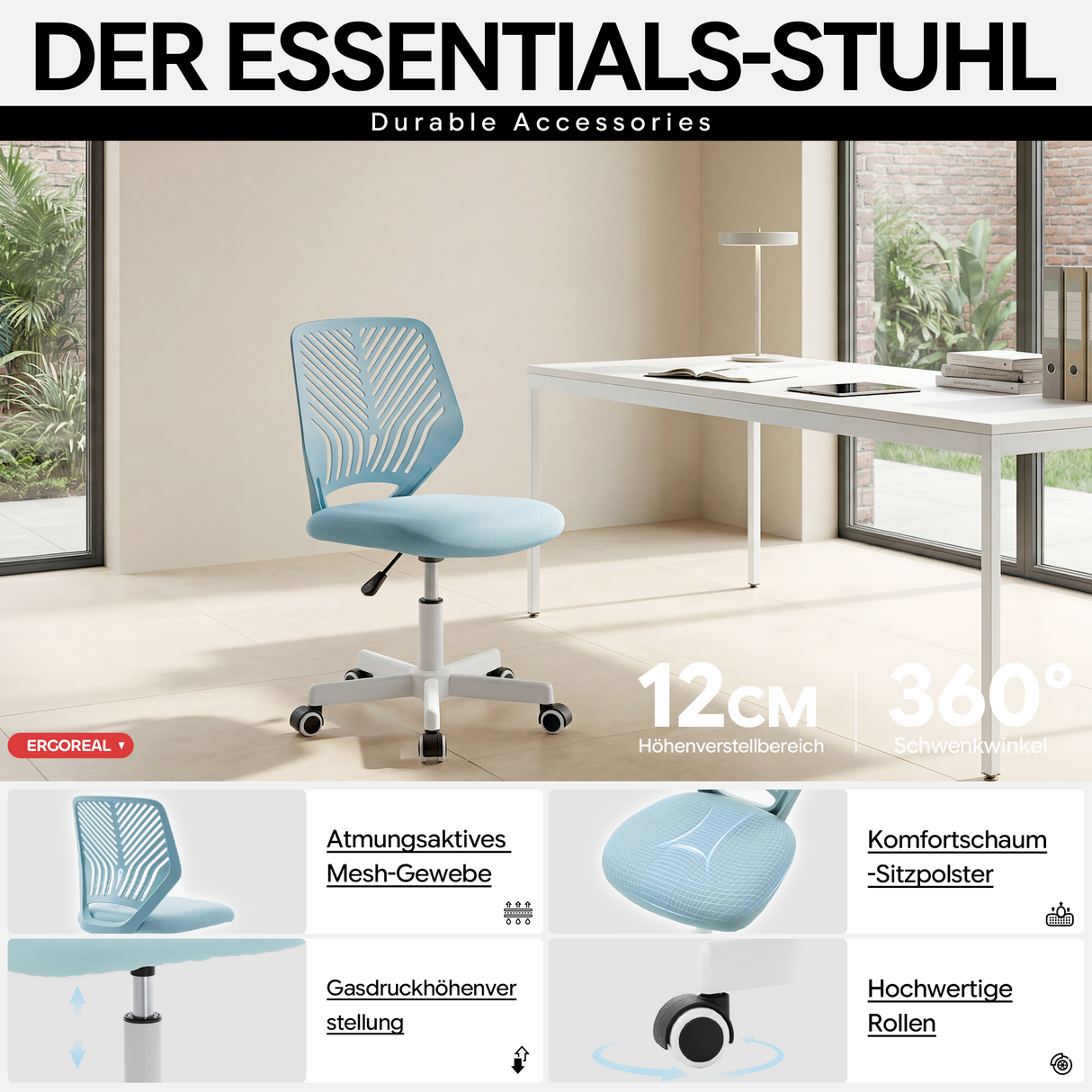 Sedia da ufficio Ergoreal Lite ER-25W0104-EU Blu