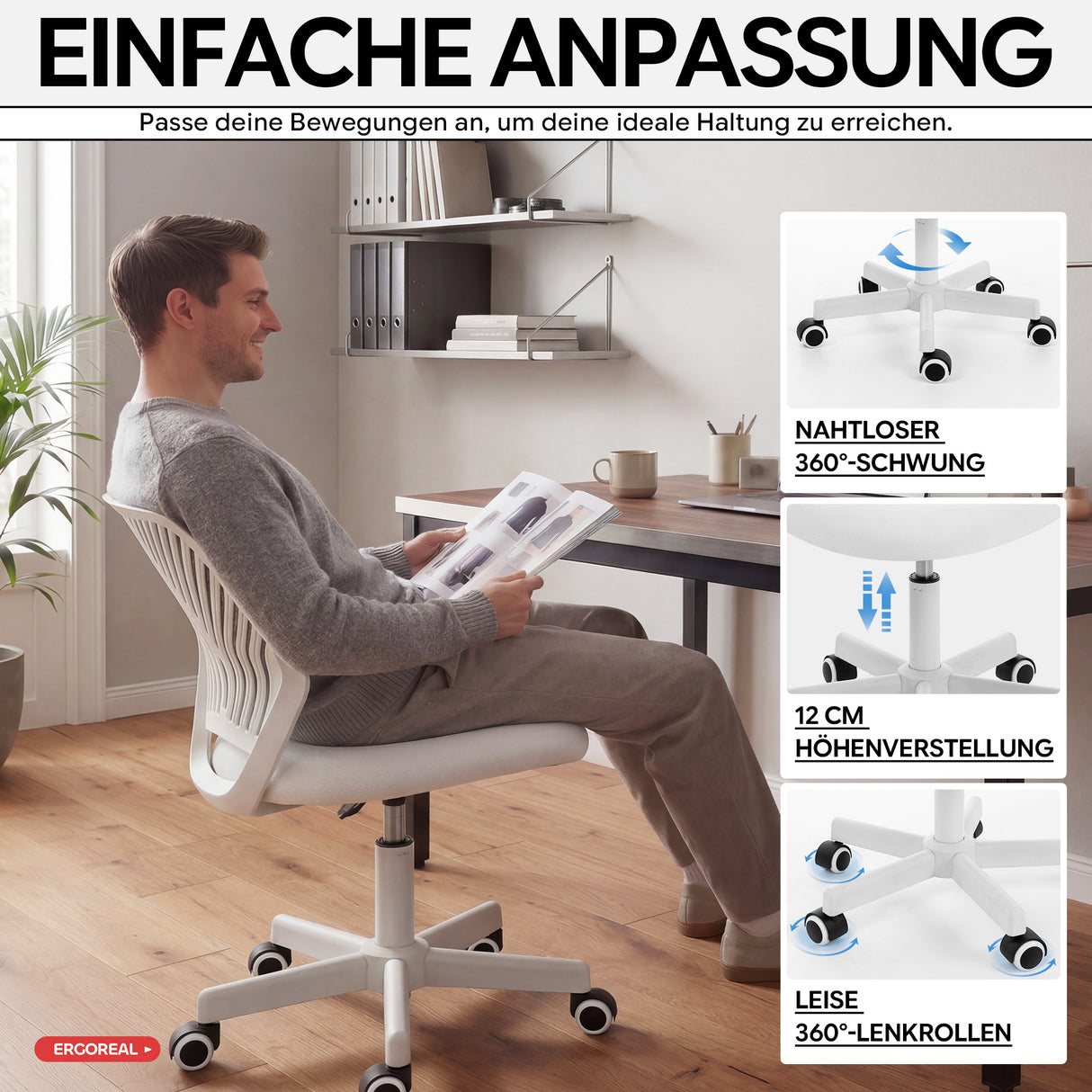 Ergoreal Lite Bürostuhl ER-25W0102-EU Weiß