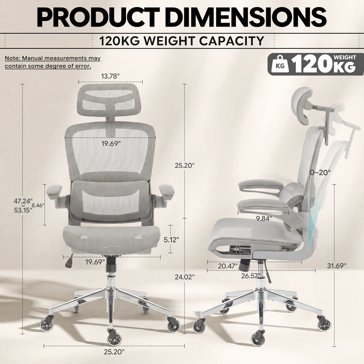 Ergoreal Ergo Pro Ergonomischer Bürostuhl ER-25W05-EU Grau